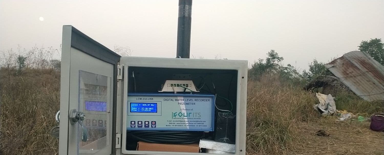 The Automatic Water Level Recorder installed to monitor groundwater near the pond